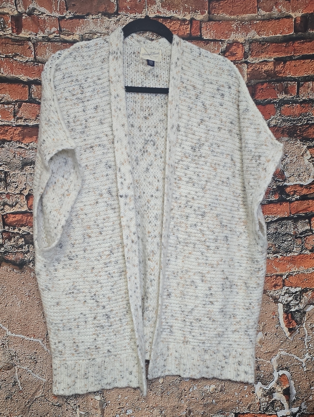 Universal Thread Confetti Flecked Open Front Short Sleeve Cardigan Sweater OS